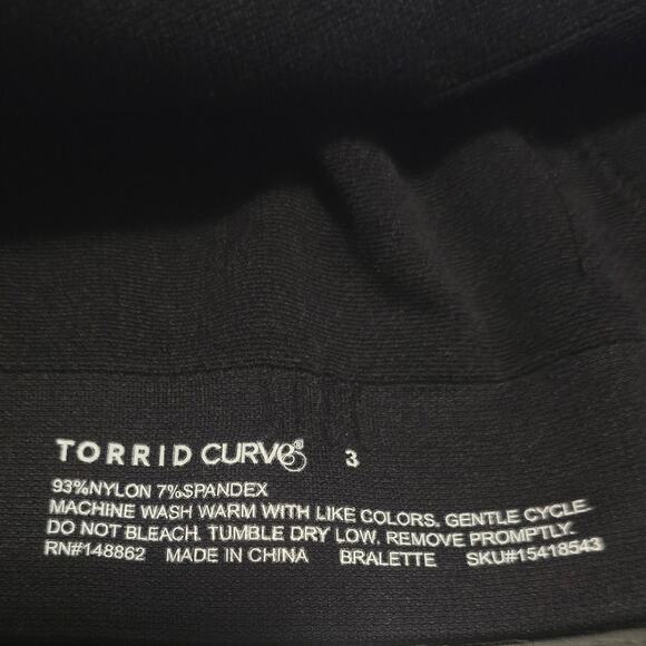 Torrid Curve Black Floral Lace No Underwire Racerback Women's Bra 3 - 3X - Picture 3 of 4